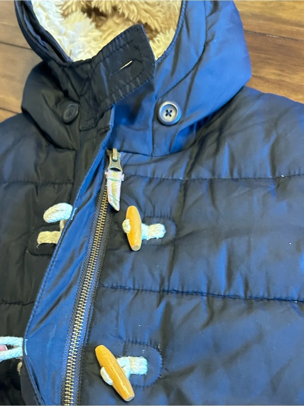 Boden Girls Puffer Coat Size Y 9-10 Navy Blue Hooded